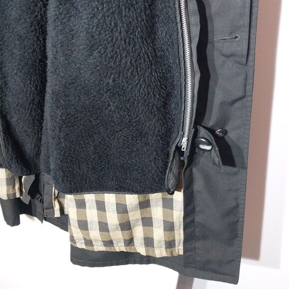 Vtg 70's Plymouth Of Boston Trench Coat Sz 38 (M) Black Zip Out Fleece Liner - Picture 6 of 9